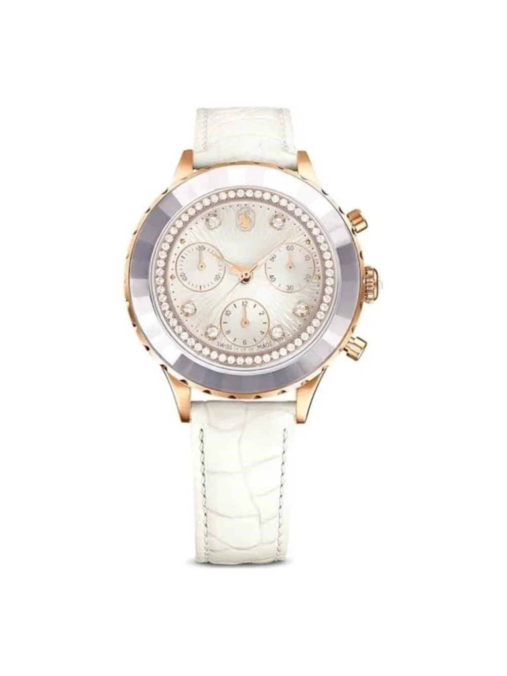 NWT Swarovski Octea Chrono Quartz Crystal White Dial Watch